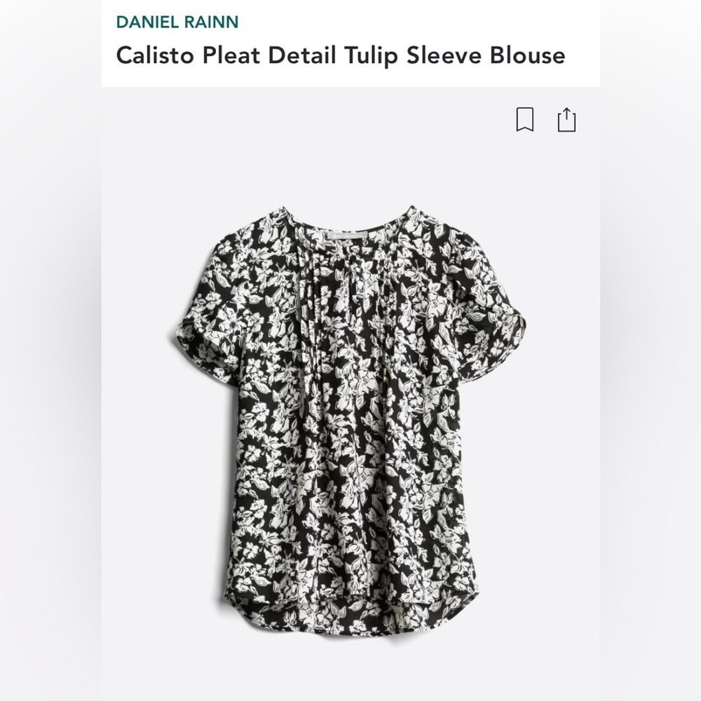 DANIEL RAINN Calisto Pleat Detail Tulip Sleeve Blouse | Medium | Black